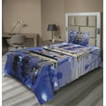 thumbnail image 1 of Ambesonne Nautical Fitted & Top Sheet Set with Sham, Model of a Ship with Sails, Blue and Brown, 1 of 4