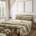 thumbnail image 1 of Ambesonne Nautical Fitted & Top Sheet Set with Shams, Floral Sea Shore and Boat, Grey Yellow Dark Salmon, 1 of 5