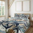 thumbnail image 1 of Ambesonne Nautical Fitted & Top Sheet Set with Shams, Whale Anchor Mandala Night, Indigo and Amber, 1 of 5