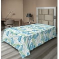 thumbnail image 1 of Ambesonne Nautical Flat Sheet, Ocean Shell Starfish, TwinXL Size, Mint Blue, 1 of 1