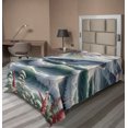 thumbnail image 1 of Ambesonne Nautical Flat Sheet, Whale Mountains and Boat, TwinXL Size, Sea Green Blue and Ruby, 1 of 1