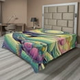 thumbnail image 1 of Ambesonne Nautical Flat Sheet, Whale and Turtle Hippie, Queen Size, Seafoam Purple and Pink, 1 of 1