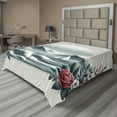 thumbnail image 1 of Ambesonne Nautical Flat Sheet, Wild Roses and Sailboat, Queen Size, Coral and Slate Blue, 1 of 1