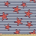 thumbnail image 1 of Ambesonne Nautical Illusion Fabric by the Yard Upholstery, Marine Vibes Art, 1 Yard, Scarlet Dark Blue White, 1 of 1