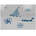 thumbnail image 1 of Ambesonne Nautical Jigsaw Puzzle, Ship Whale Waves, Heirloom-Quality Fun Activity for Family Durable Cardboard, 1000 pcs, Beige Blue White, 1 of 6