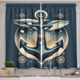 thumbnail image 1 of Ambesonne Nautical Kitchen Curtains, Anchor with Whales Compass, 55"x39", Petrol Blue Beige, 1 of 3