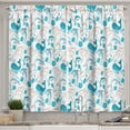 thumbnail image 1 of Ambesonne Nautical Kitchen Curtains, Art Underwater Creatures, 55"x45", Dark Salmon and Sea Blue, 1 of 3