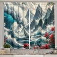 thumbnail image 1 of Ambesonne Nautical Kitchen Curtains, Boat and Crashing Waves, 55"x45", Cadet Blue and Dark Pink, 1 of 3