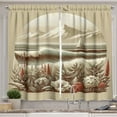 thumbnail image 1 of Ambesonne Nautical Kitchen Curtains, Floral Sea Shore and Boat, 55"x39", Grey Yellow Dark Salmon, 1 of 3