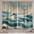 thumbnail image 1 of Ambesonne Nautical Kitchen Curtains, Mandala Whale and Turtle, 55"x45", Teal Ecru Blue, 1 of 3