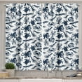 thumbnail image 1 of Ambesonne Nautical Kitchen Curtains, Monotone Sea Creatures, 55"x45", Dark Violet Blue White, 1 of 3