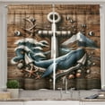thumbnail image 1 of Ambesonne Nautical Kitchen Curtains, Rustic Maritime Anchor Art, 55"x30", Cocoa and Slate Blue, 1 of 3