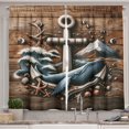 thumbnail image 1 of Ambesonne Nautical Kitchen Curtains, Rustic Maritime Anchor Art, 55"x39", Cocoa and Slate Blue, 1 of 3