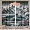 thumbnail image 1 of Ambesonne Nautical Kitchen Curtains, Sailing in Abstract Ocean, 55"x45", Petrol Blue Red Blue Grey, 1 of 3