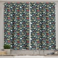 thumbnail image 1 of Ambesonne Nautical Kitchen Curtains, Sea Animals Corals Art, 55"x39", Scarlet and Dark Petrol Blue, 1 of 3