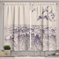 thumbnail image 1 of Ambesonne Nautical Kitchen Curtains, Sea Waves Flying Seagulls, 55"x36", Pale Eggshell and Taupe Grey, 1 of 3