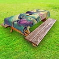 thumbnail image 1 of Ambesonne Nautical Outdoor Tablecloth, Whale and Turtle Hippie, 58"x120", Seafoam Purple and Pink, 1 of 2