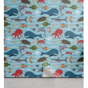 Ambesonne Nautical Peel & Stick Wallpaper for Home, Doodle Theme, 13"x100", Multicolor