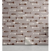 Ambesonne, Nautical Peel & Stick Wallpaper for Home, Fishbone Pattern Oceanic, 13"x36", Purple Grey and Eggshell