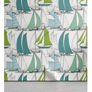 Ambesonne Nautical Peel & Stick Wallpaper for Home, Sailing Boat Theme, 13"x100", Multicolor