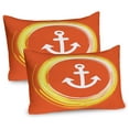 thumbnail image 1 of Ambesonne Nautical Pillow Sham 2 Pack, Anchor Image in Circle, 26"x20", Orange Yellow, 1 of 3