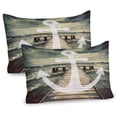 thumbnail image 1 of Ambesonne Nautical Pillow Sham 2 Pack, Anchor Ocean Waves, 36"x20", Grey and Brown, 1 of 1