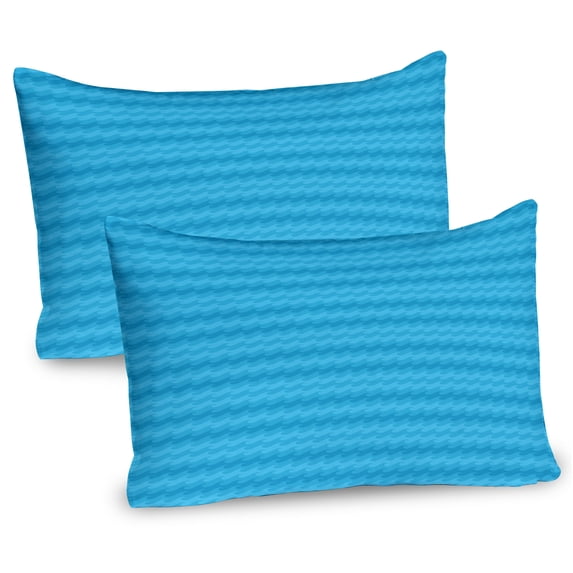 Ambesonne Nautical Pillow Sham 2 Pack, Horizontal Flow of Waves, 30"x20", Sky Blue Sea Blue