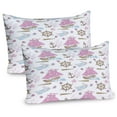 thumbnail image 1 of Ambesonne Nautical Pillow Sham 2 Pack, Marine Adventure Pattern, 26"x20", Cocoa Dried Rose White, 1 of 3