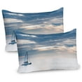 thumbnail image 1 of Ambesonne Nautical Pillow Sham 2 Pack, Sailing Yacht Sunset, 36"x20", Blue, 1 of 3