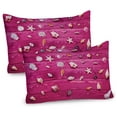thumbnail image 1 of Ambesonne Nautical Pillow Sham 2 Pack, Seashells Vintage, 36"x20", Cream and Fuchsia, 1 of 3