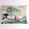 thumbnail image 1 of Ambesonne Nautical Pillow Sham, Asian Wave Cherry Blossom, 36" X 20", Seafoam Coconut Pink, 1 of 2