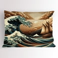 thumbnail image 1 of Ambesonne Nautical Pillow Sham, Ethnic Japanese Ocean Boat, 26" X 20", Cinnamon and Petrol Blue, 1 of 2