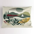 thumbnail image 1 of Ambesonne Nautical Pillow Sham, Modern Boho Botanical Sea, 26" X 20", Sage Green, 1 of 2