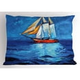 thumbnail image 1 of Ambesonne Nautical Pillow Sham, Sail Boat Art Picture, 26" X 20", Navy Blue and Blue, 1 of 2