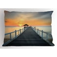 thumbnail image 1 of Ambesonne Nautical Pillow Sham, Wood Path on Beach, 36" X 20", Pale Blue Orange, 1 of 2