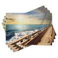 thumbnail image 1 of Ambesonne Nautical Place Mats Set of 4, Sailboat Sunset Sea, Standard Size, Cream and Blue, 1 of 6