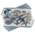 thumbnail image 1 of Ambesonne Nautical Place Mats Set of 4, Whale Anchor Mandala Night, Standard Size, Indigo Amber, 1 of 5