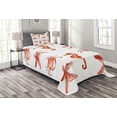thumbnail image 1 of Ambesonne Nautical Quilted Bedspread Set 2 Pcs, Underwater Sea Ocean, Twin Size, Salmon Dark Coral, 1 of 3