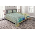 thumbnail image 1 of Ambesonne Nautical Quilted Bedspread Set 3 Pcs, Aquatic Objects Boats, Queen Size, Blue Beige, 1 of 3