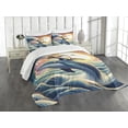 thumbnail image 1 of Ambesonne Nautical Quilted Bedspread Set 3 Pcs, Archer Wild Cat on a Whale, King Size, Teal Purple and Orange, 1 of 5