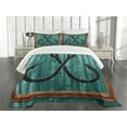 thumbnail image 1 of Ambesonne Nautical Quilted Bedspread Set 3 Pcs, Fishing Lures Anchor, Queen Size, Pale Teal Grey Caramel, 1 of 5
