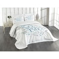 thumbnail image 1 of Ambesonne Nautical Quilted Bedspread Set 3 Pcs, Marine Words with Fish, Queen Size, Pale Blue Navy Blue, 1 of 3
