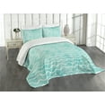 thumbnail image 1 of Ambesonne Nautical Quilted Bedspread Set 3 Pcs, Ocean Sea Wave Pattern, King Size, Turquoise White, 1 of 5