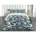 thumbnail image 1 of Ambesonne Nautical Quilted Bedspread Set 3 Pcs, Ocean Waves Pattern, Queen Size, Blue and White, 1 of 5