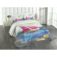 thumbnail image 1 of Ambesonne Nautical Quilted Bedspread Set 3 Pcs, Sun Sail Boat Vitray, Queen Size, Multicolor, 1 of 5