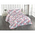 thumbnail image 1 of Ambesonne Nautical Quilted Bedspread Set 3 Pcs, Watercolor Corals Plot, King, Dark Salmon and Pale Blue, 1 of 4