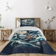 thumbnail image 1 of Ambesonne Nautical Quilted Coverlet 2 Pcs, Marine Anchor and Seagull, Twin Size, Indigo and Dark Salmon, 1 of 4