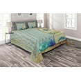 thumbnail image 1 of Ambesonne Nautical Quilted Coverlet 3 Pcs, Aquatic Objects Boats, Queen Size, Blue Beige, 1 of 2