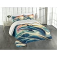 thumbnail image 1 of Ambesonne Nautical Quilted Coverlet 3 Pcs, Archer Wild Cat on a Whale, King Size, Teal Purple and Orange, 1 of 4