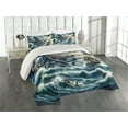 thumbnail image 1 of Ambesonne Nautical Quilted Coverlet 3 Pcs, Fantasy Sea World Kraken, King Size, Teal Mauve, 1 of 4